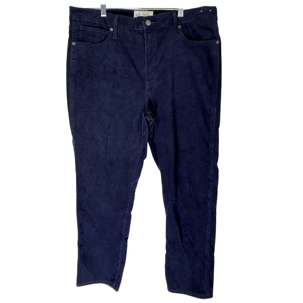 Gap Vintage Slim High Rise Navy Blue Corduroy Straight Leg Preppy Pants Size 18R